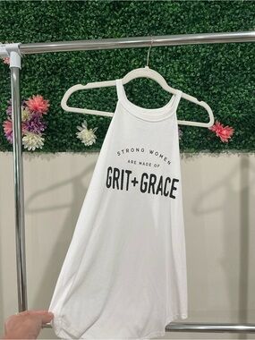 White 'Grit + Grace' Racerback Tank Top